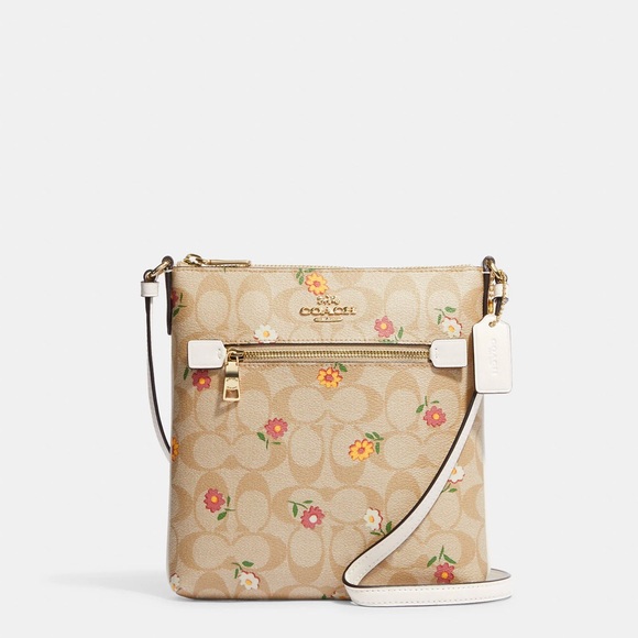 Coach Handbags - Coach Mini Rowan File Bag In Signature Canvas With Nostalgic Ditsy Print